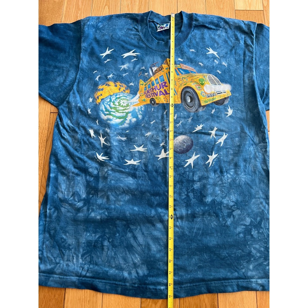 Vintage Liquid Blue 1996 Further Festival Blue Tie Dye T Shirt Size XL - Picture 7 of 12